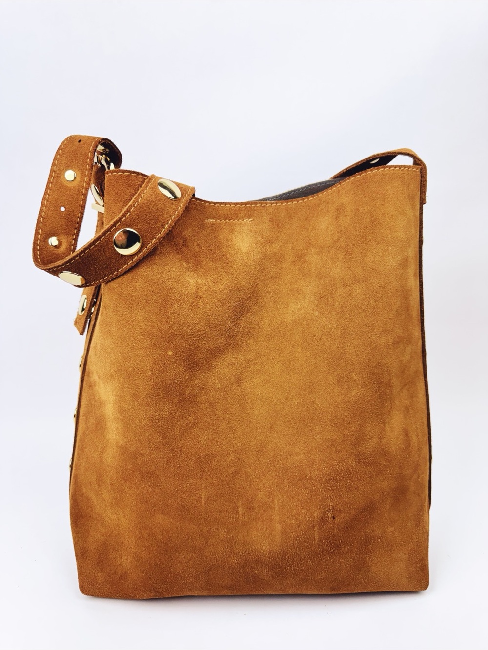 Cheval Tobacco Genuine Suede Leather Shoulder Bag Italy